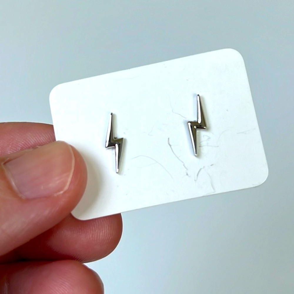 Sterling Silver Lightning Bolt Stud Earring